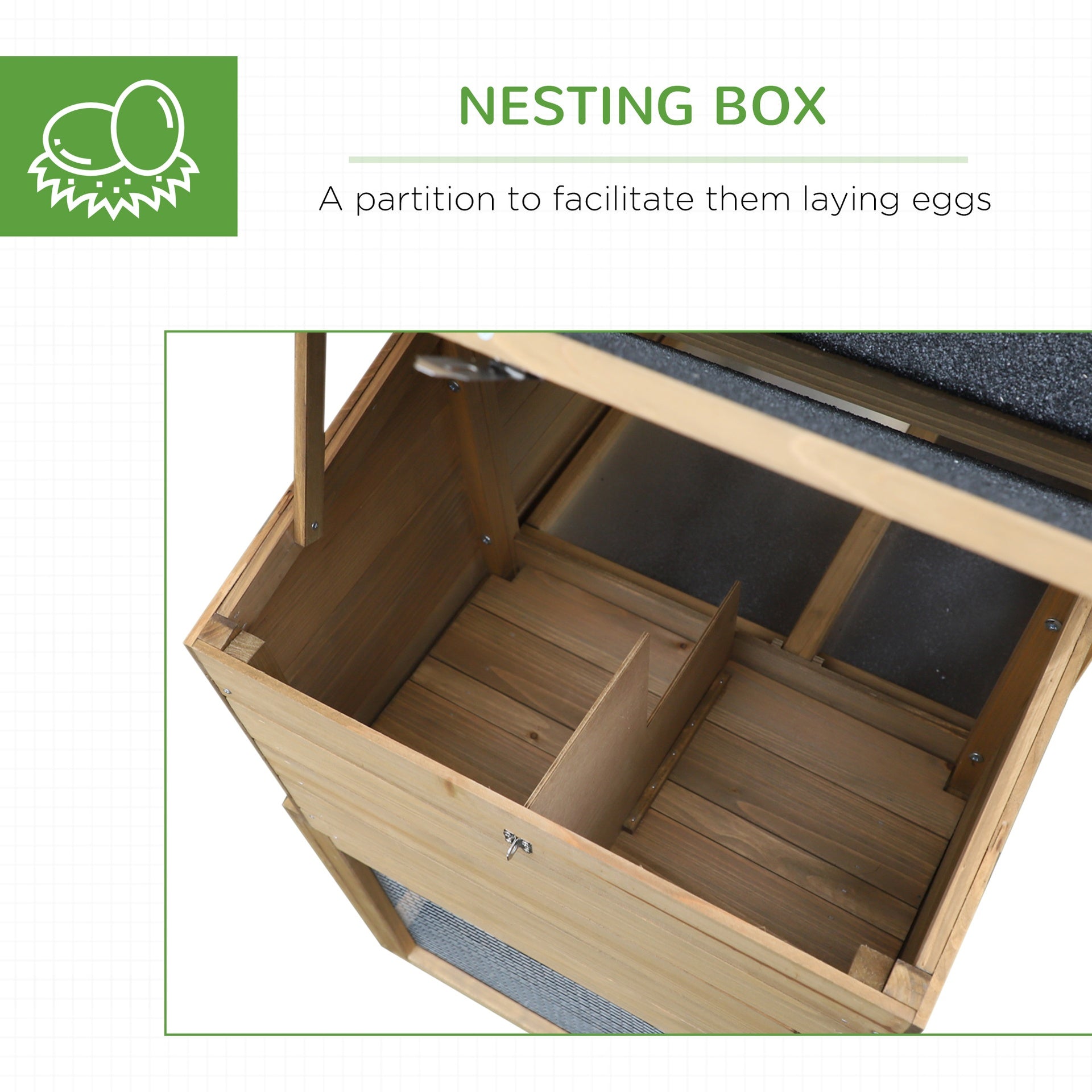 PawHut 69" Wooden Chicken Coop, Poultry Cage Hen House with Connecting Ramp, Tray, Ventilated Window and Nesting Box