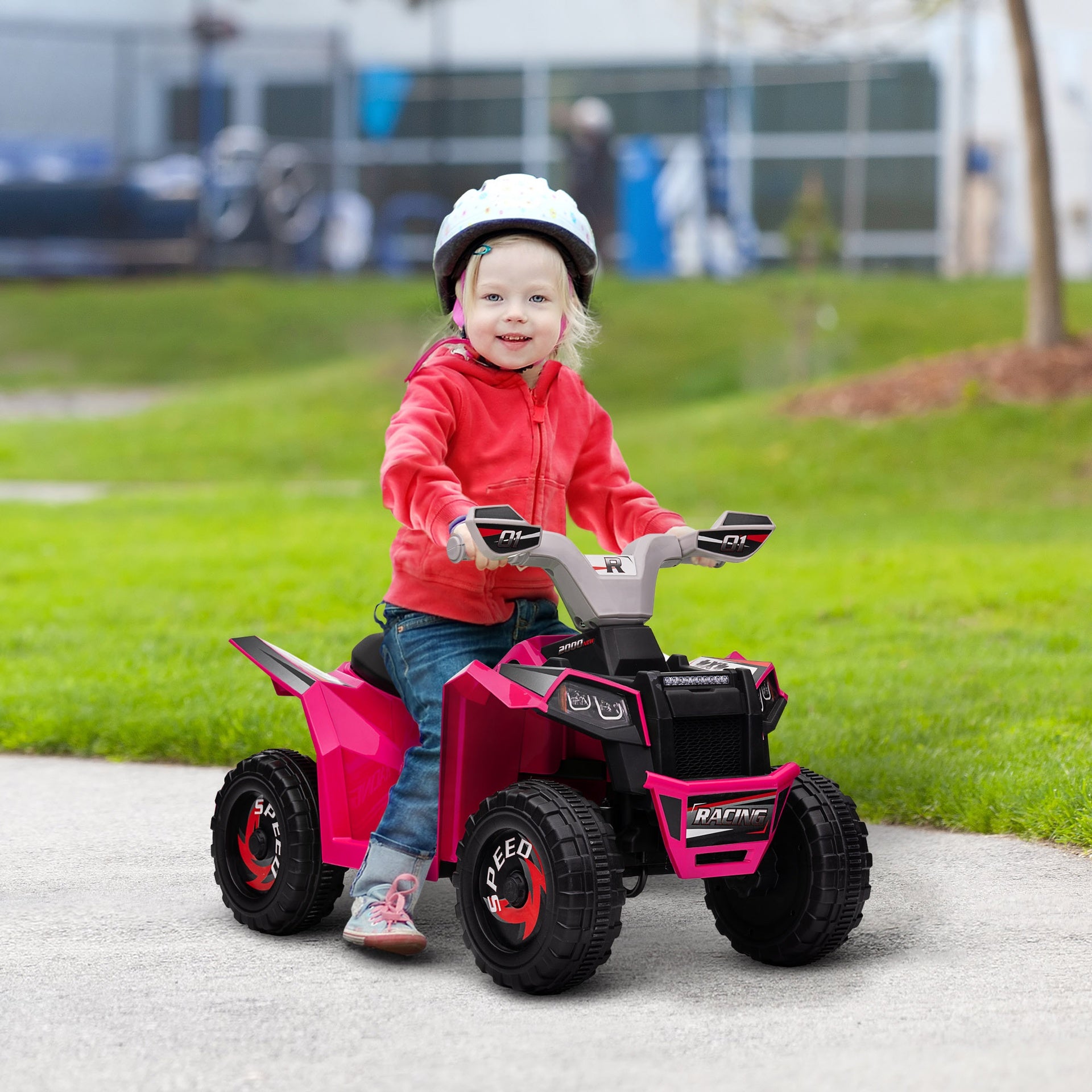 Aosom 6V Electric Toy Car with Forward Backward, Wear-Resistant Wheels for Ages 18-36 Months, Pink