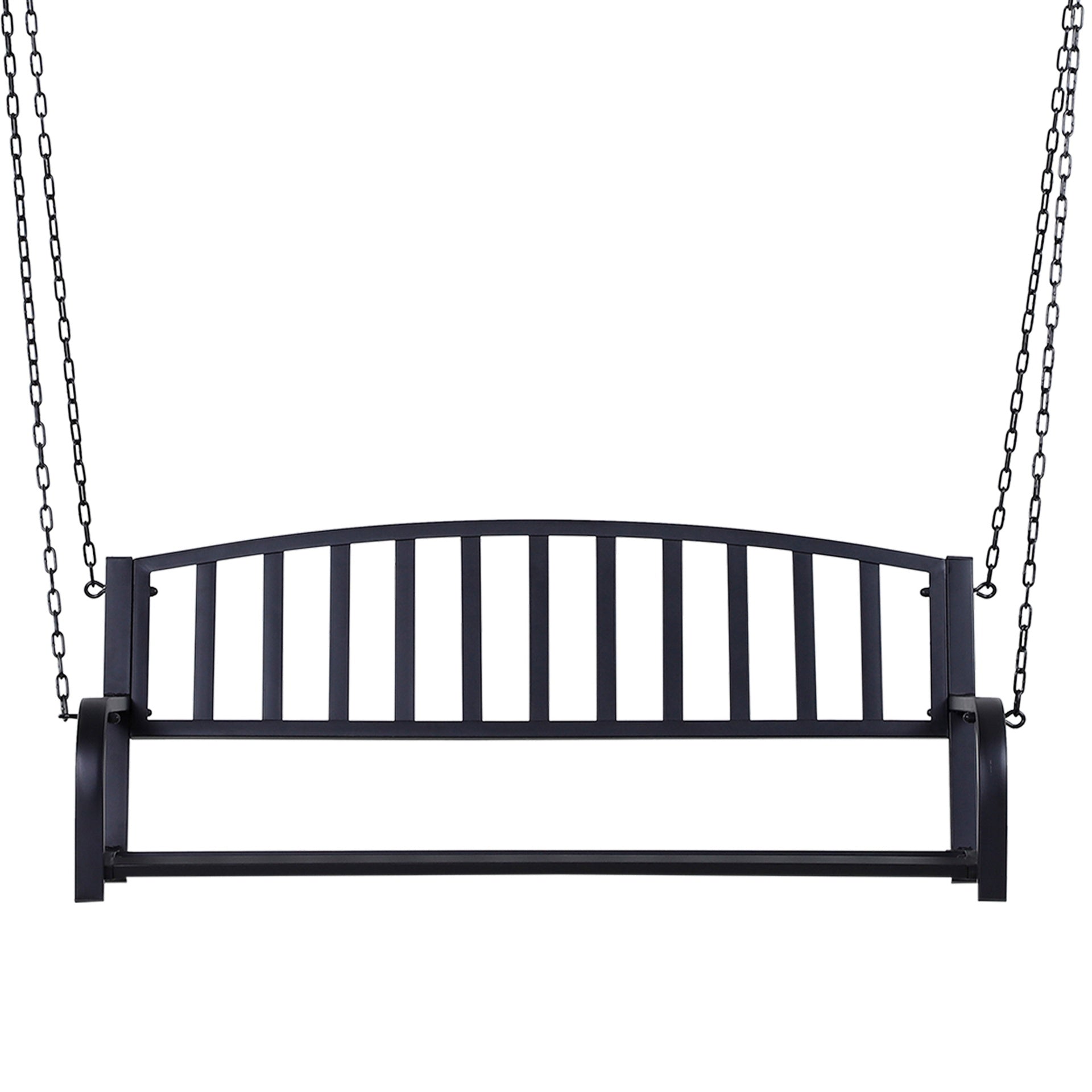 Outsunny 2-Person Metal Outdoor Porch Swing, Hanging Outdoor Swing Chair, 528lb Weight Capacity, Black