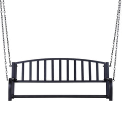 Outsunny 2-Person Metal Outdoor Porch Swing, Hanging Outdoor Swing Chair, 528lb Weight Capacity, Black