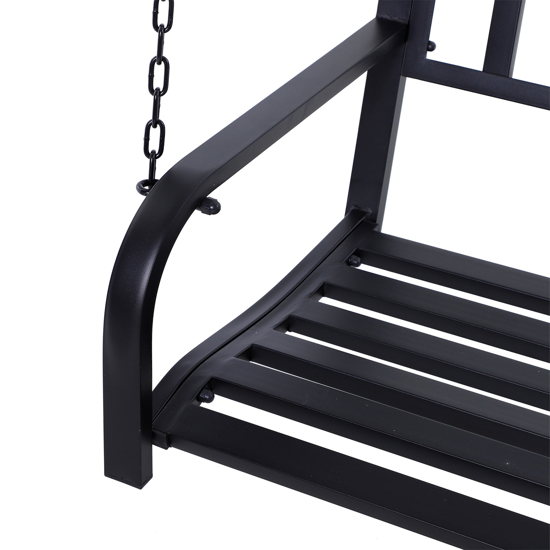 Outsunny 2-Person Metal Outdoor Porch Swing, Hanging Outdoor Swing Chair, 528lb Weight Capacity, Black