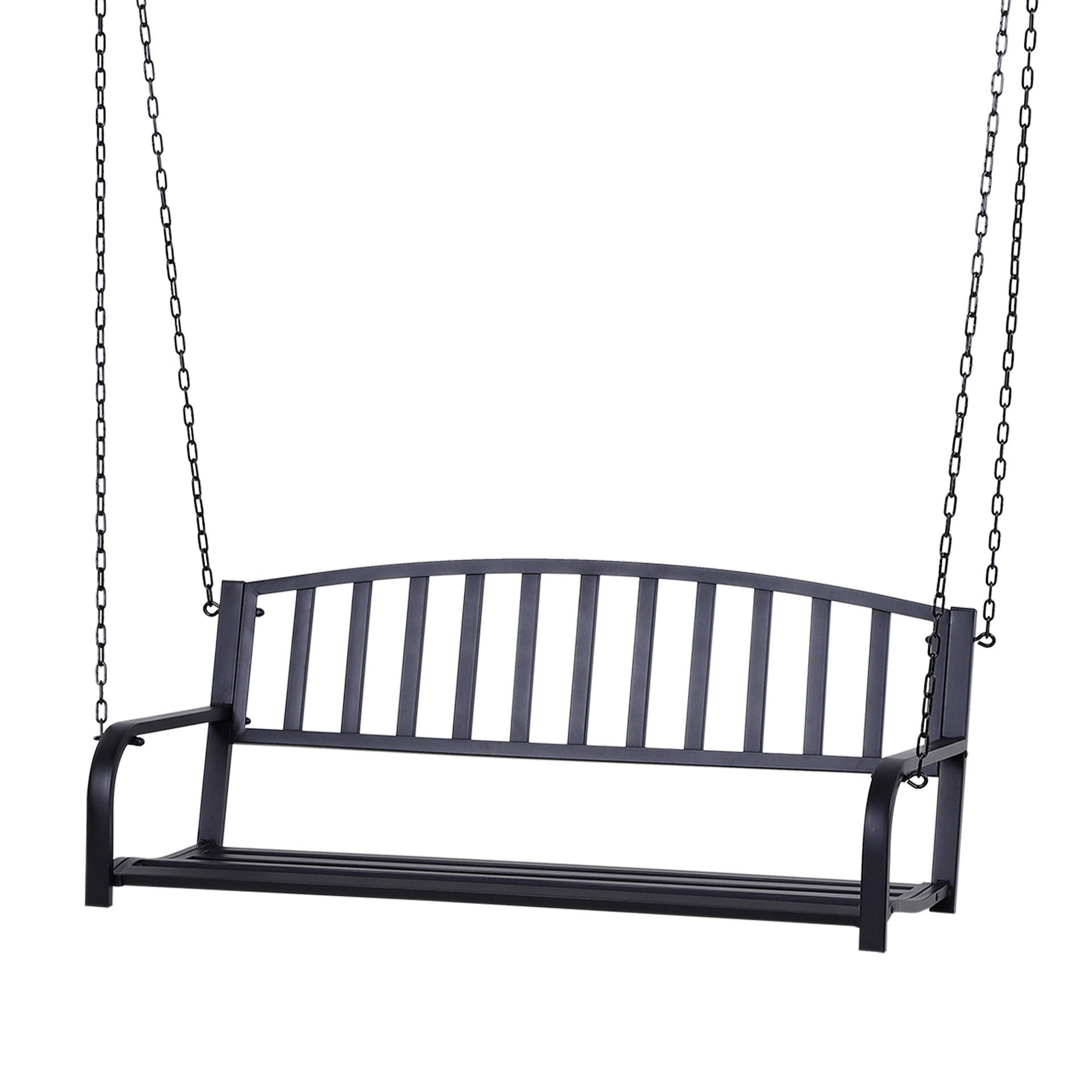 Outsunny 2-Person Metal Outdoor Porch Swing, Hanging Outdoor Swing Chair, 528lb Weight Capacity, Black
