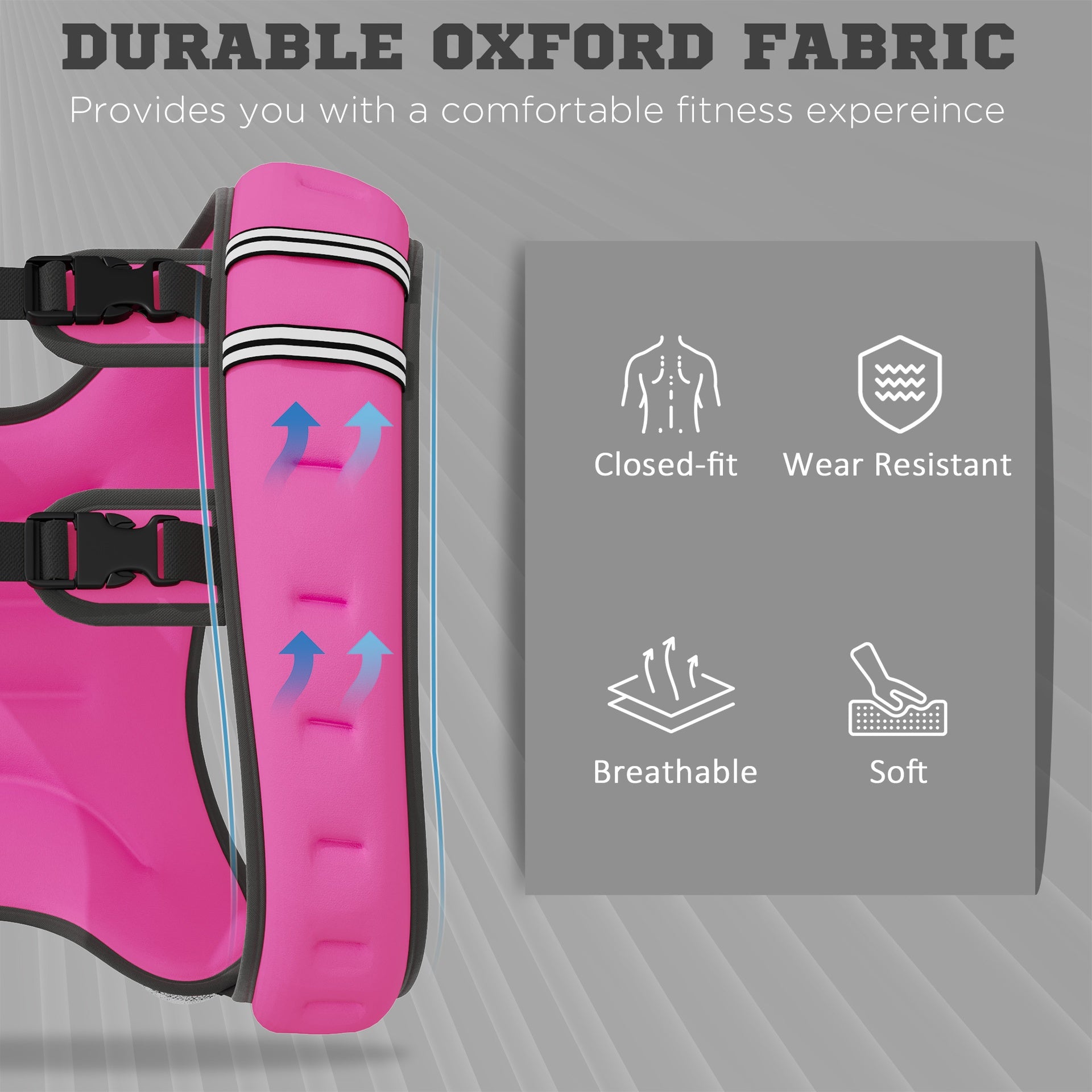 Soozier Body Weighted Vest with Pocket, Soft Skin-Friendly Weighted Workout Vest, Adjustable Weighted Running Equipment, 17.6 lbs., Pink