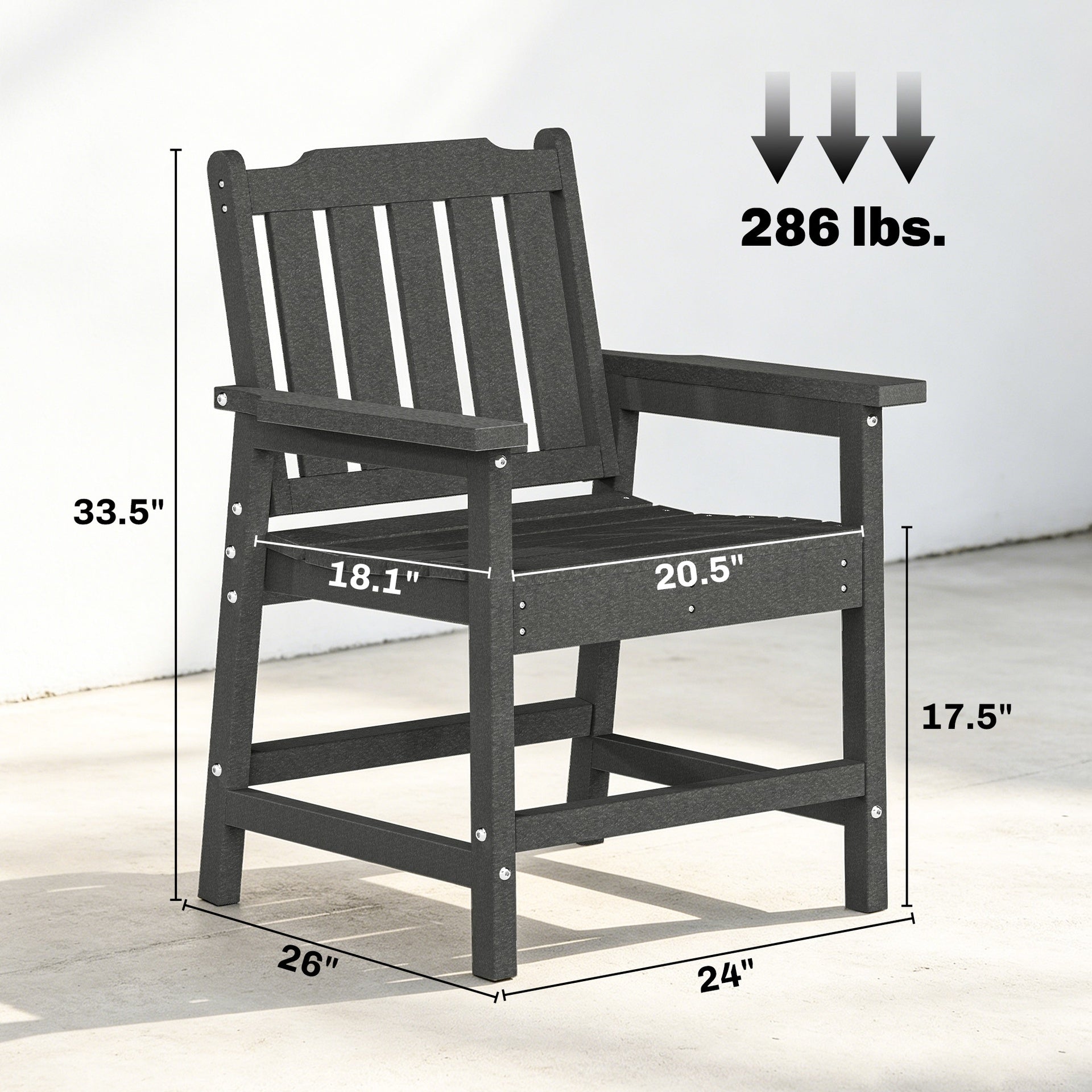 Outsunny 2 Piece All-Weather Patio Chairs, HDPE Patio Dining Chair Set, Heavy Duty Wood-Like Outdoor Furniture, Gray