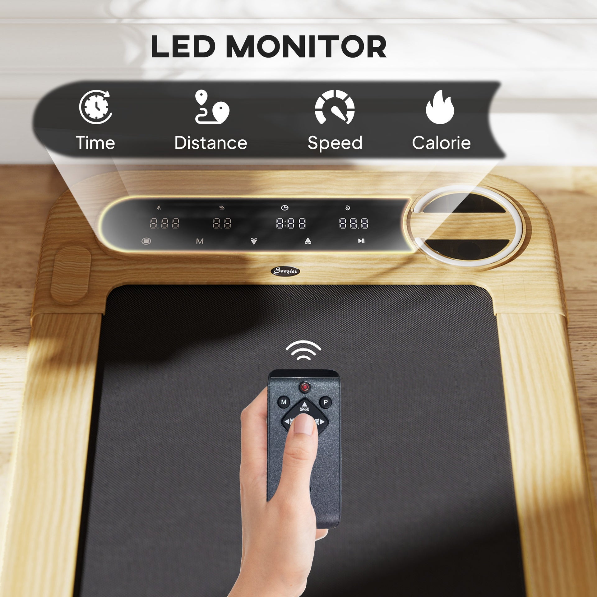 Soozier Walking Pad, Under Desk Treadmill with 17" x 43" Wide Belt, Remote Control, Bluetooth Speaker, Wheels and LED Display