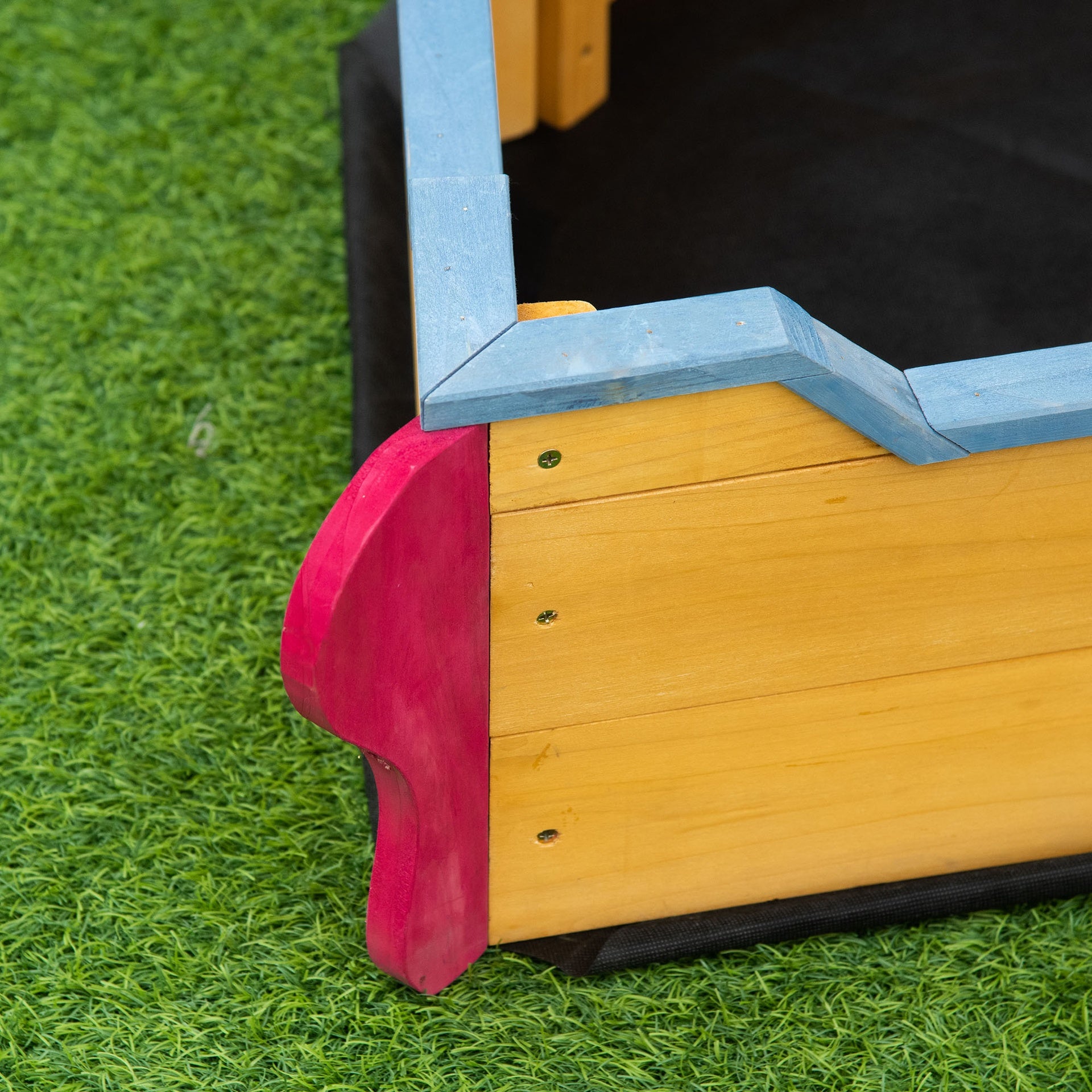 Outsunny Kids Wooden Sandbox, w/ Canopy Bench Seat Storage Space, Aged 3-8 Years Old