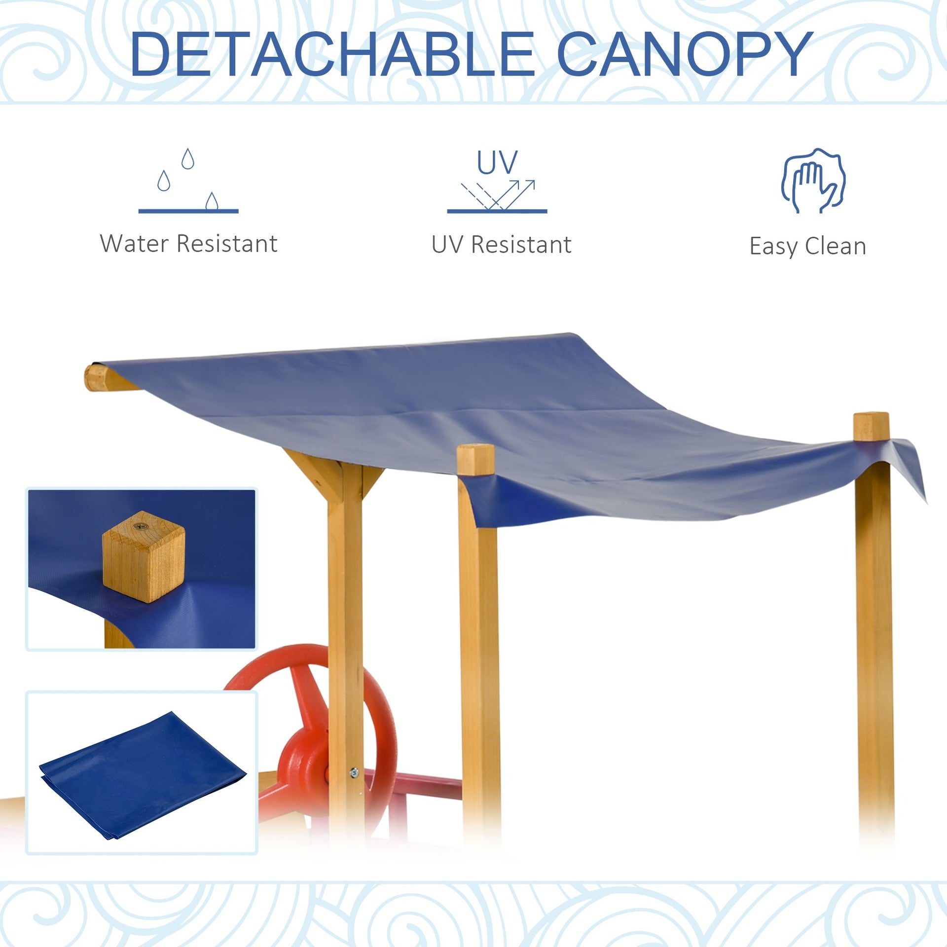 Outsunny Kids Wooden Sandbox, w/ Canopy Bench Seat Storage Space, Aged 3-8 Years Old