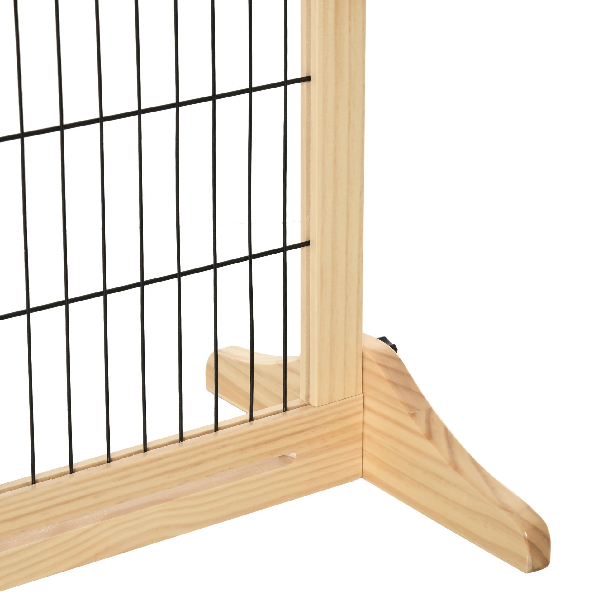 PawHut 71" W x 27" H Extra Wide Freestanding Pet Gate with Adjustable Length Dog, Cat, Barrier for House, Doorway, Hallway, Natural