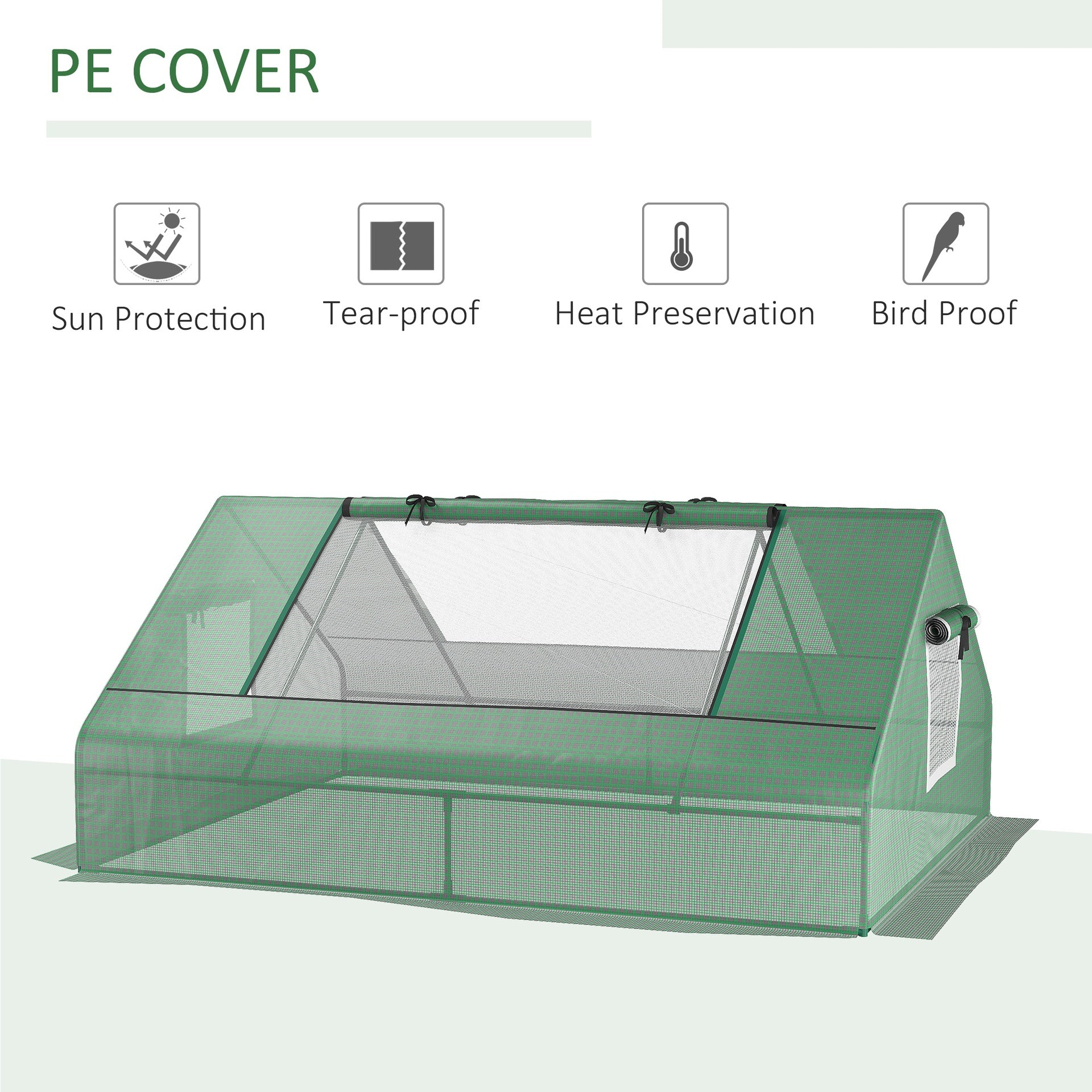 Outsunny 71" x 55" x 32" Mini Greenhouse, Small Green House, Garden Planting Shed, Outdoor Flower Planter Warm House with Zipper Windows, Green