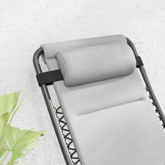 Outsunny Zero Gravity Lounge Chair Set, 2 Pieces Reclining Folding Outdoor Lounge Chairs with Headrest Side Tray, Light Gray