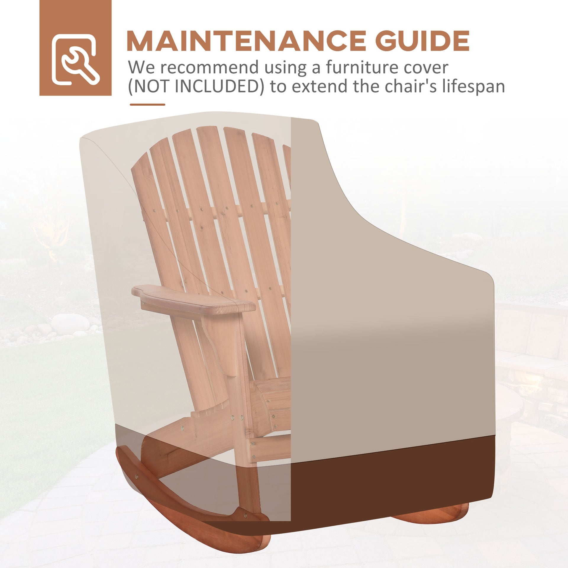 Outsunny Adirondack Rocking Chair, with Slatted Wooden Design, Fanned Back, Ergonomic Armrests, & Classic Rustic Style, For Porch, Patio, Backyard, Teak