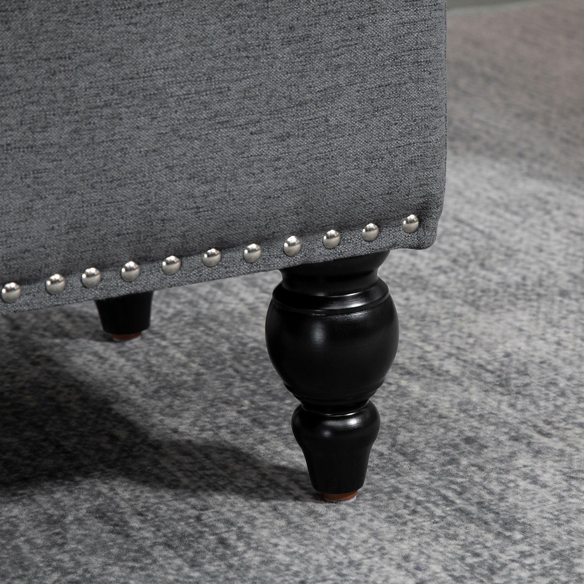 HOMCOM Ottoman with Storage for Living Room, 25" Storage Ottoman with Removable Lid, Button-Tufted Fabric Bench for Footrest and Seat with Wood Legs, Gray