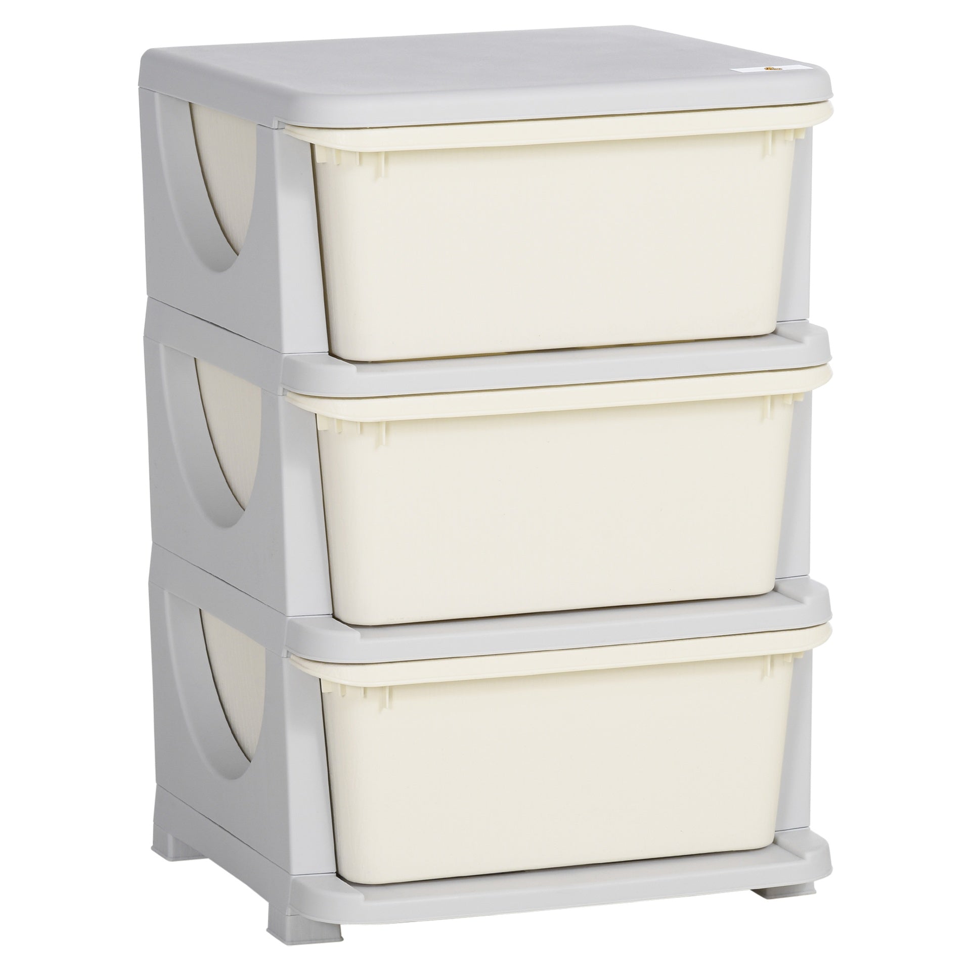 Qaba 3 Tier Kids Storage Unit, Toy Organizers and Storage with 3 Drawer Chest for Kids Bedroom Nursery Kindergarten Living Room for Boys Girls Toddlers, Cream White