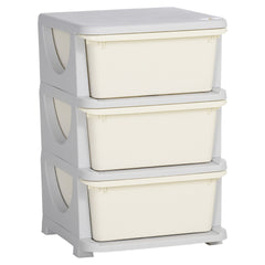 Qaba 3 Tier Kids Storage Unit, Toy Organizers and Storage with 3 Drawer Chest for Kids Bedroom Nursery Kindergarten Living Room for Boys Girls Toddlers, Cream White