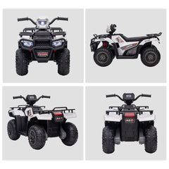 Aosom 12V Electric Toy Car with Forward Backward Function, Music, LED Headlights, for Ages 3-5 Years, White