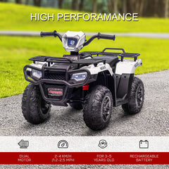 Aosom 12V Electric Toy Car with Forward Backward Function, Music, LED Headlights, for Ages 3-5 Years, White