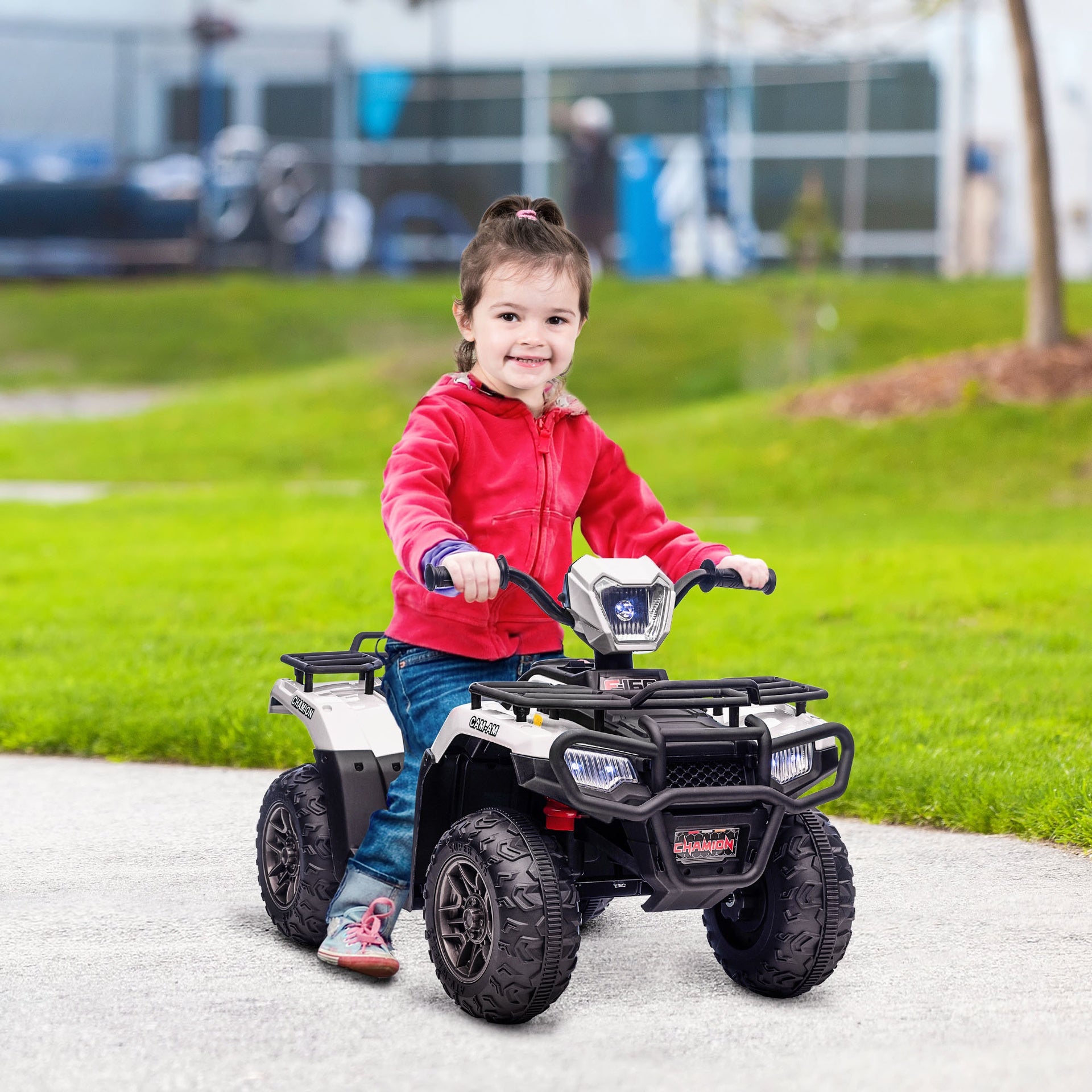 Aosom 12V Electric Toy Car with Forward Backward Function, Music, LED Headlights, for Ages 3-5 Years, White