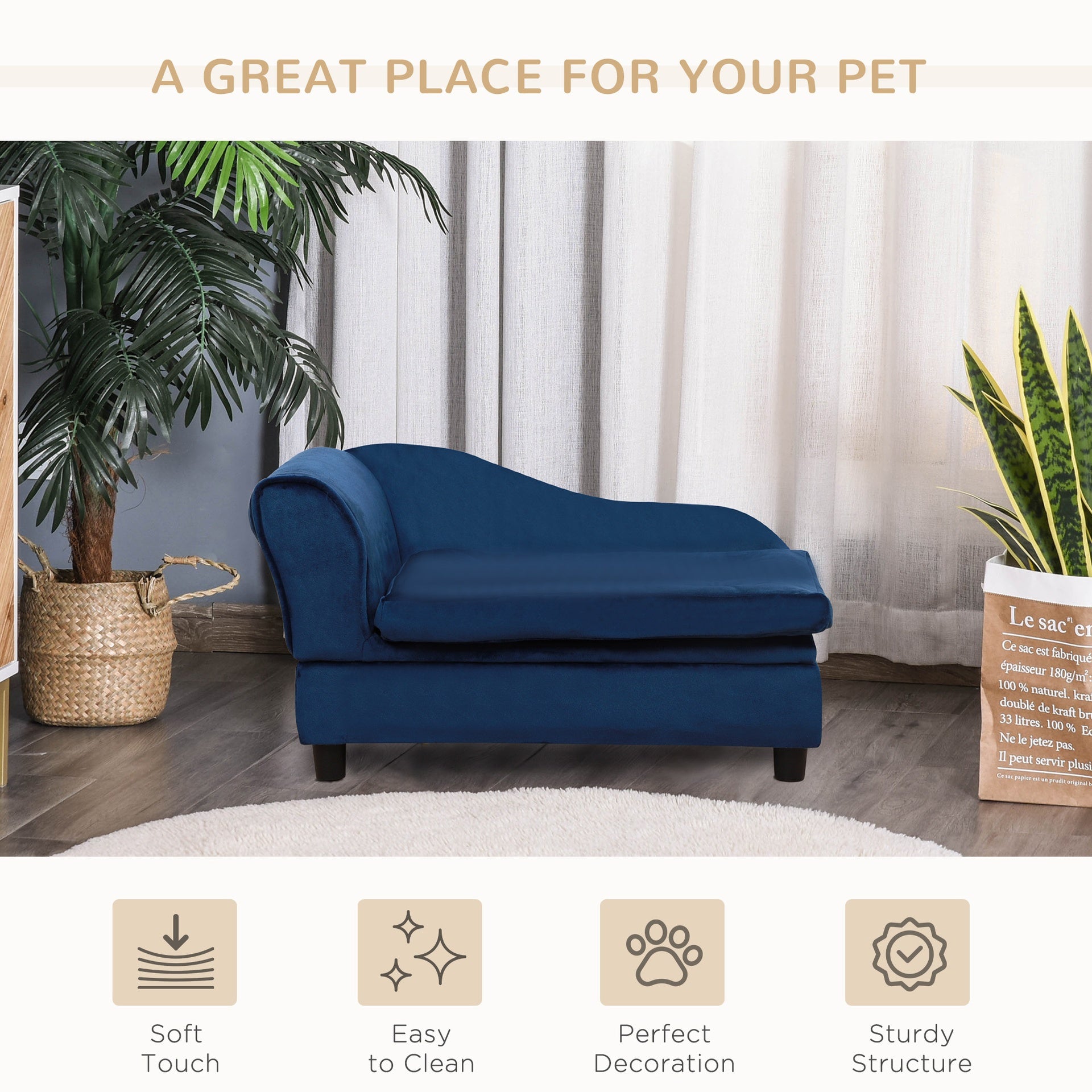 PawHut Pet Sofa Bed Couch with Storage, Pet Sofa for Cats and Small Dogs