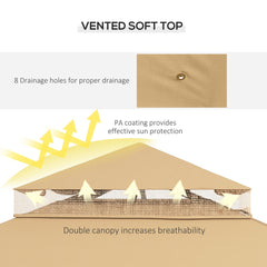 Outsunny 10' x 12' Patio Gazebo with Corner Frame Shelves, Double Roof Outdoor Gazebo Canopy Shelter with Netting, Brown