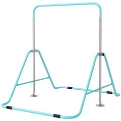 Qaba Folding Gymnastics Bar for Kids, Adjustable Height, Green