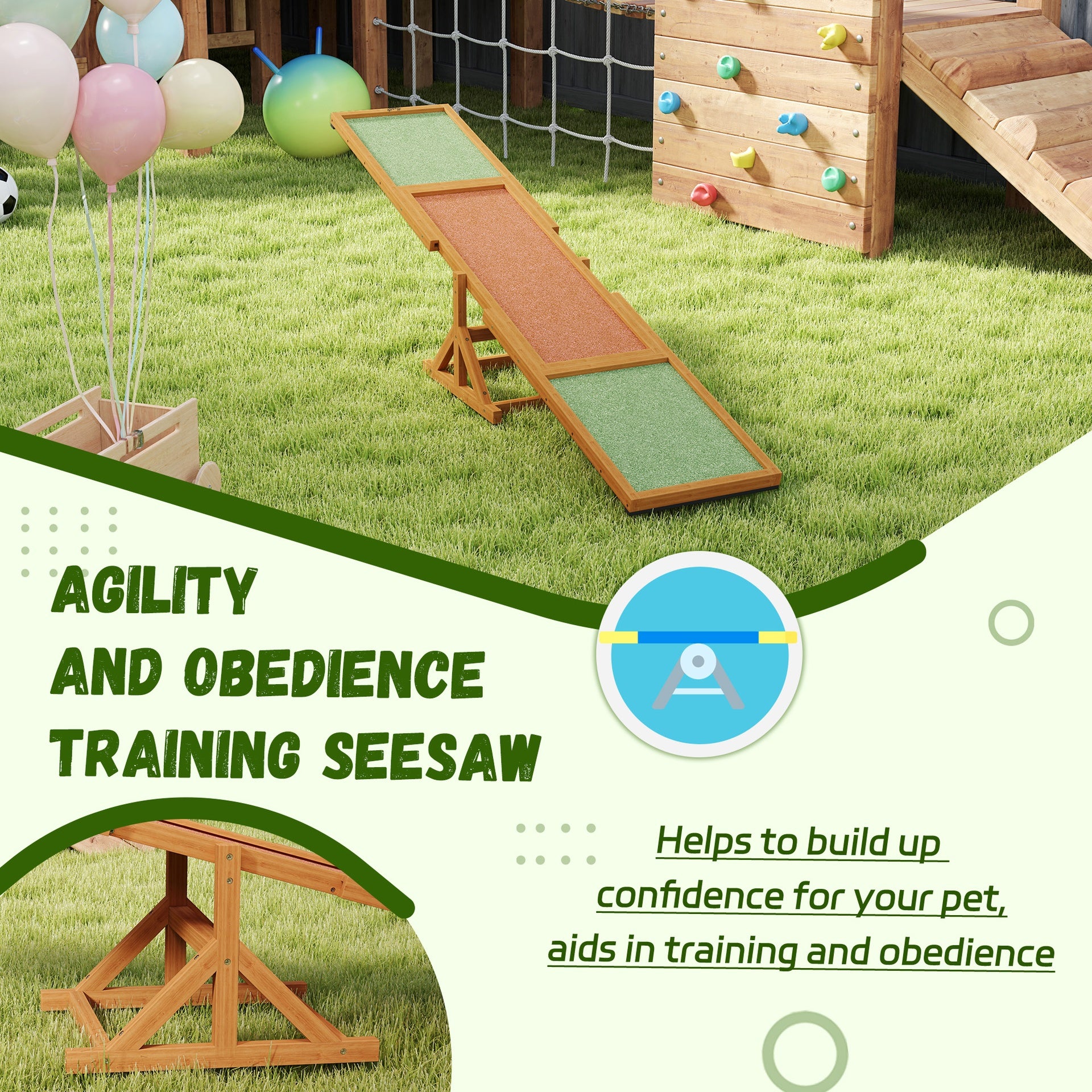 PawHut Wooden Dog Agility Seesaw for Training and Exercise, Weather Resistant, 83" L x 16" W x 14" H, Orange