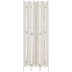 HOMCOM Room Divider, 6 Panel Folding Privacy Screen, 6FT Tall Portable Weave Partition Wall Divider for Bedroom, White