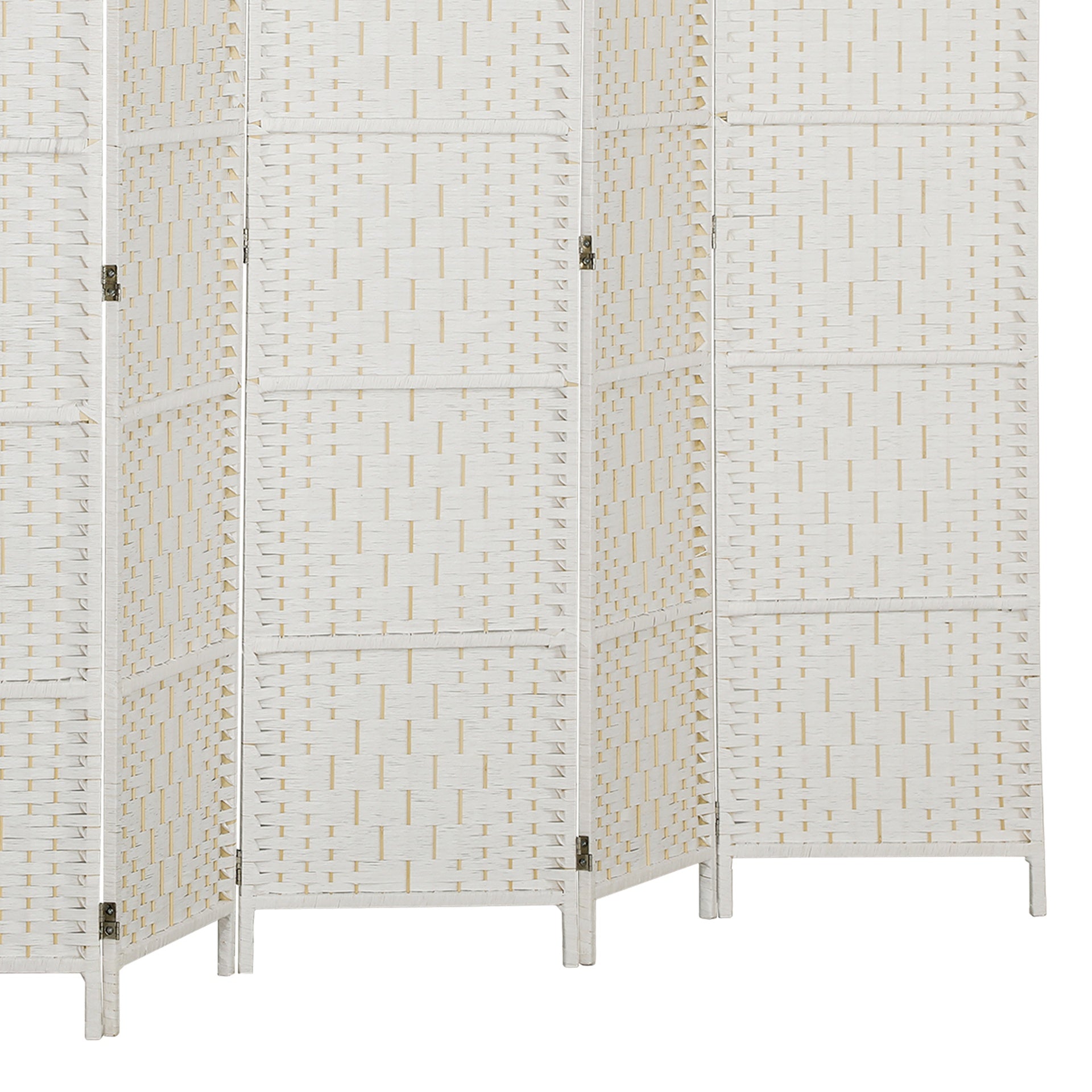 HOMCOM Room Divider, 6 Panel Folding Privacy Screen, 6FT Tall Portable Weave Partition Wall Divider for Bedroom, White