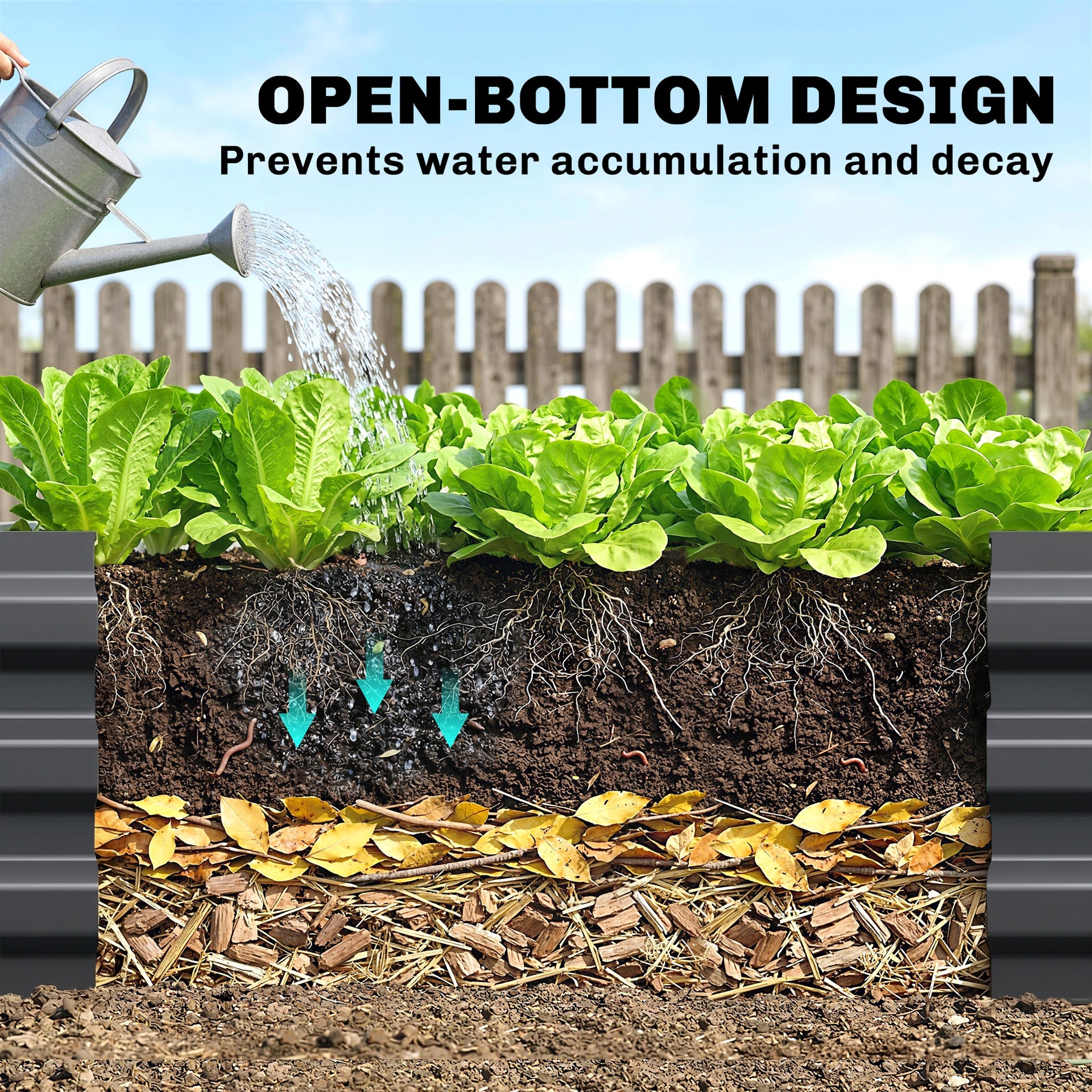 Outsunny 8x2x1ft Galvanized Raised Garden Bed Kit with Safety Edging for Flowers, Herbs and Vegetables, Dark Gray