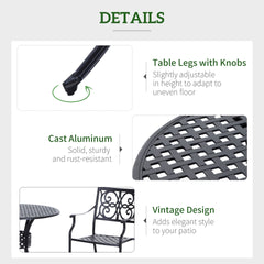 Outsunny 33" Patio Dining Table Round Cast Aluminium Outdoor Bistro Table with Umbrella Hole - Black