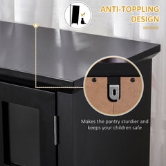 HOMCOM Elegant Buffet with Hutch, Kitchen Pantry Storage Cabinet with Framed Glass Door Drawer and Microwave Space, Black