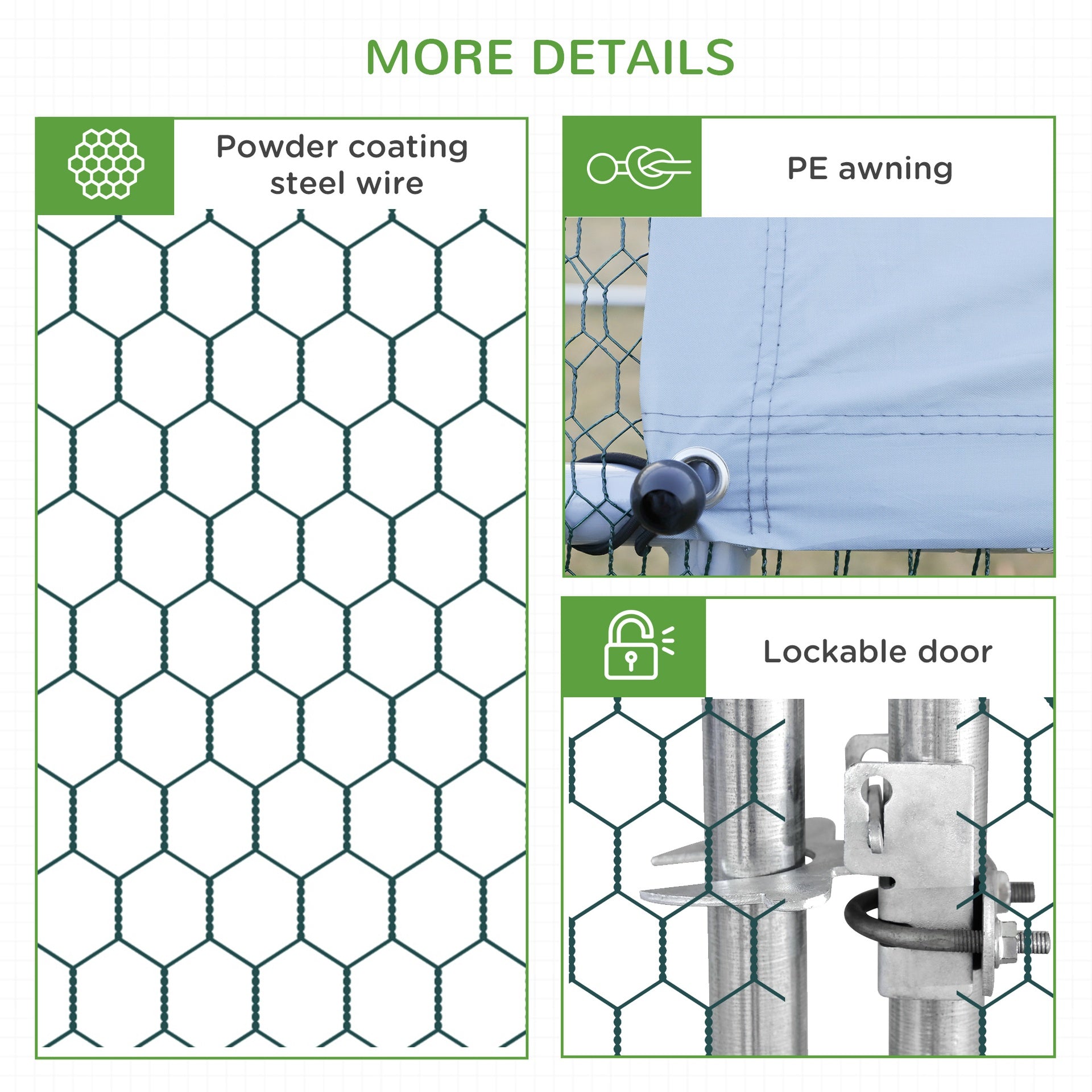 PawHut 10' x 13' x 6.5' Metal Frame Chicken Run, Outdoor Hen House with Cover & Lockable Door