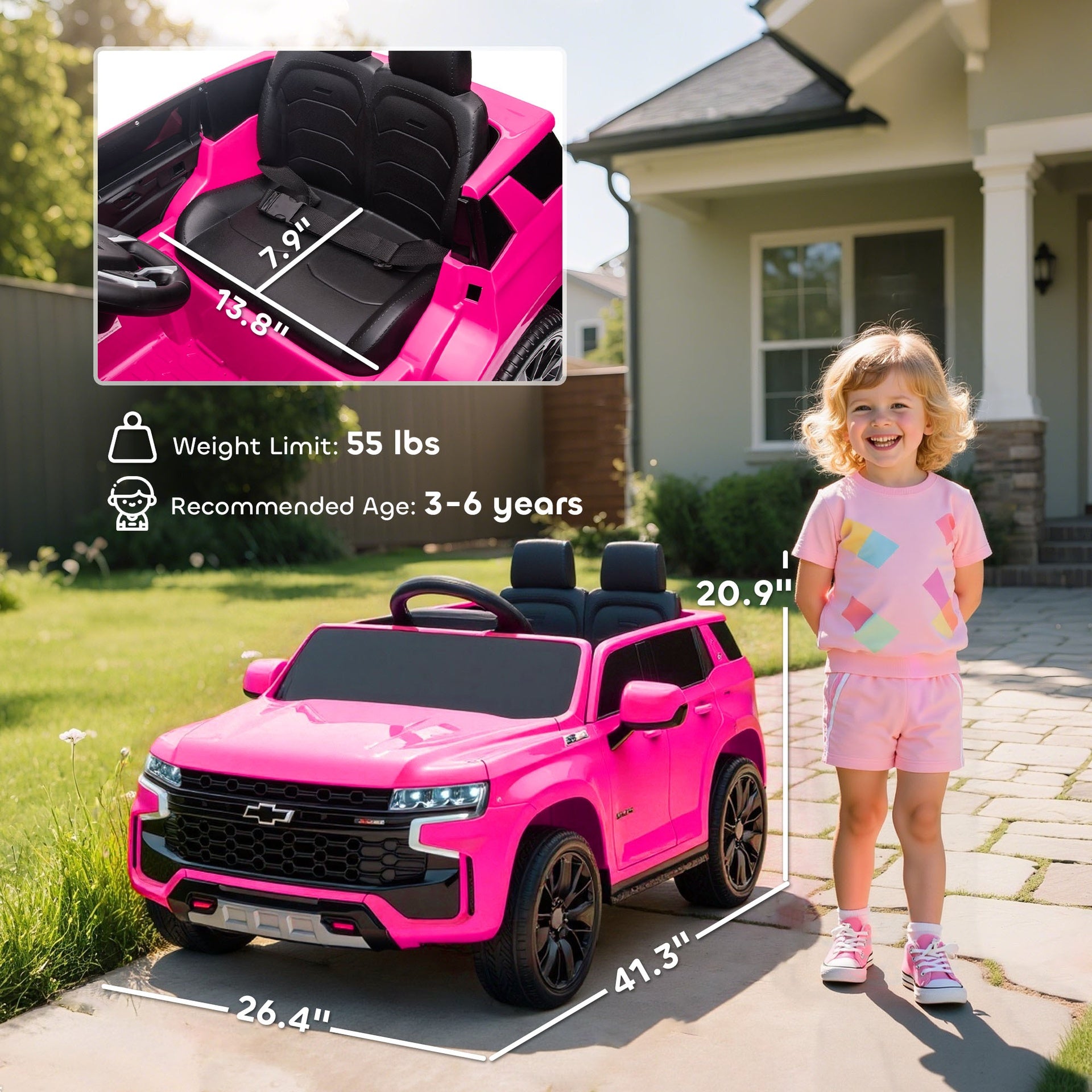 Aosom Electric Ride on Car 12V Kids Ride-on Toy, Pink