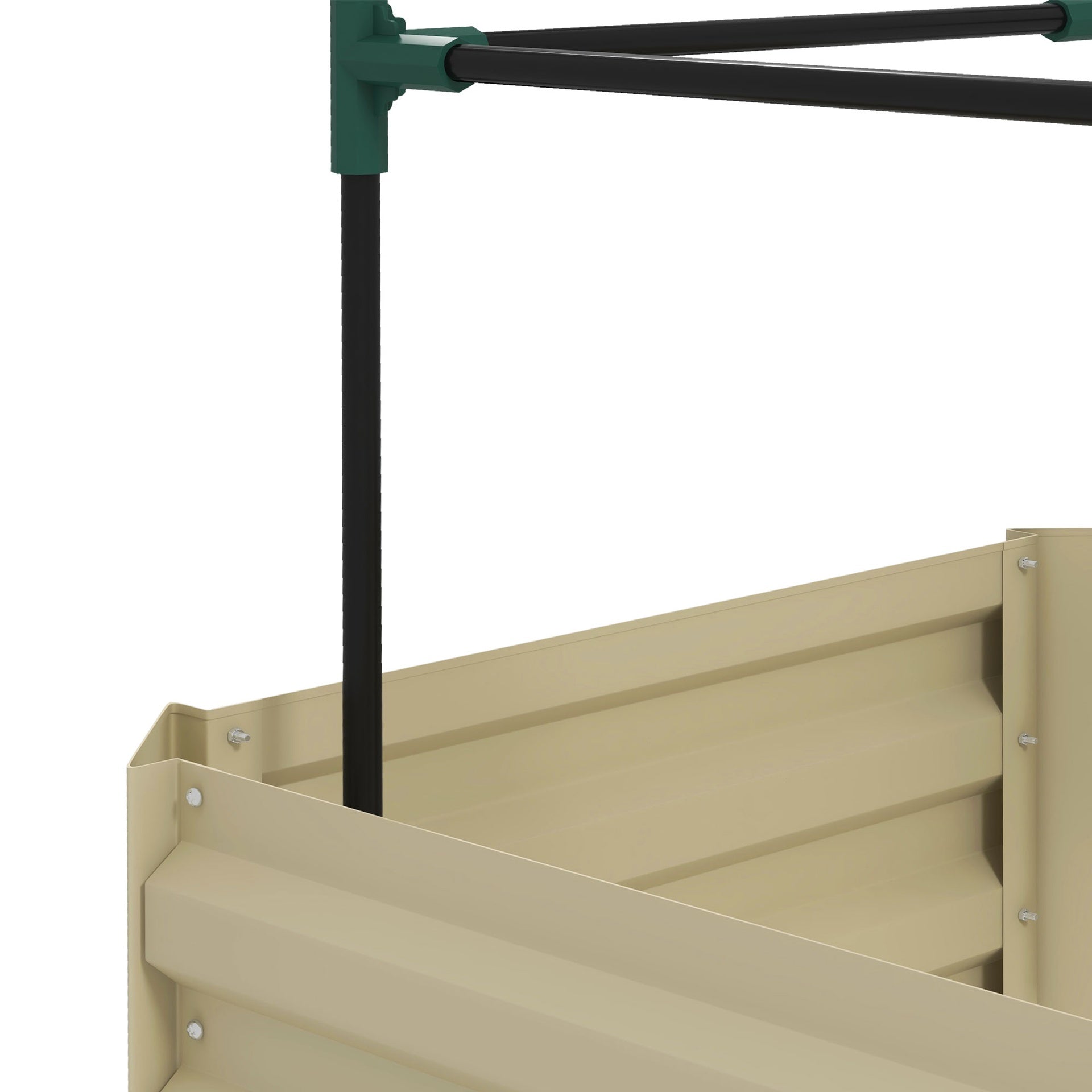 Outsunny Galvanized Planter Box, 24" x 24" x 73.5" Raised Garden Bed with Tomato Cage for Climbing Vines, Cream