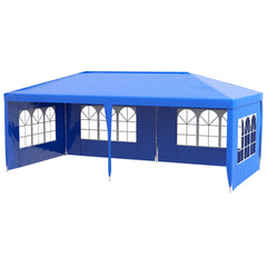 Outsunny 9.6' x 19' Large Party Tent, Outdoor Event Shelter, Gazebo Canopy with 4 Removable Window Sidewalls for Weddings, Picnics, Blue