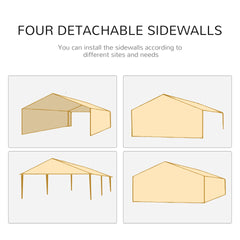 Outsunny 9.6' x 19' Large Party Tent, Outdoor Event Shelter, Gazebo Canopy with 4 Removable Window Sidewalls for Weddings, Picnics, Blue