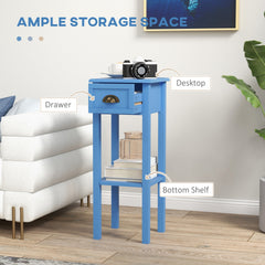HOMCOM 2-Tier Side Table with Drawer and Shelf, End Table for Living Room and Hallway, Light Blue
