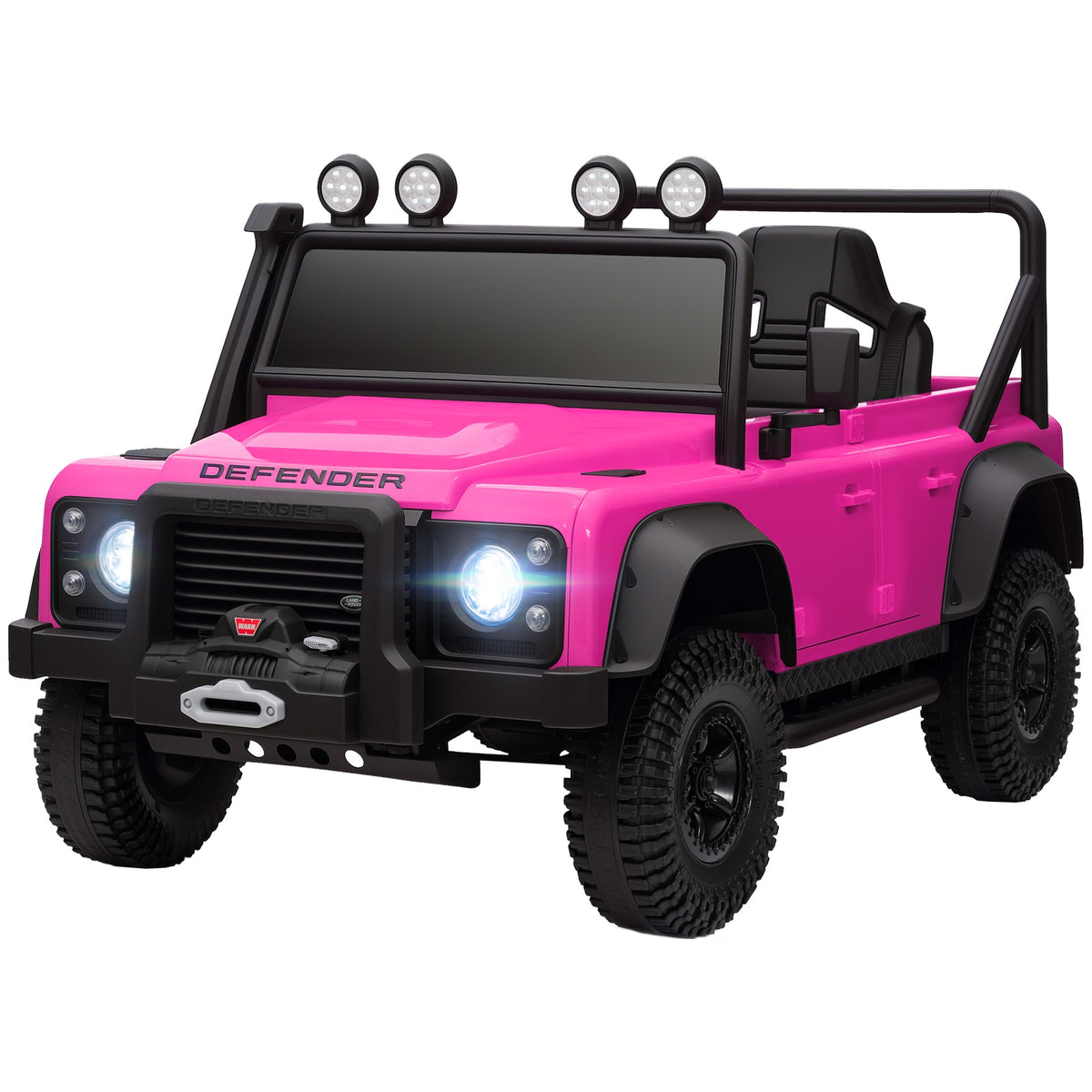 Qaba Land Rover Licensed Electric Car for Kids with Remote Control, Dual Motors, Spring Suspension, LED Lights, Pink