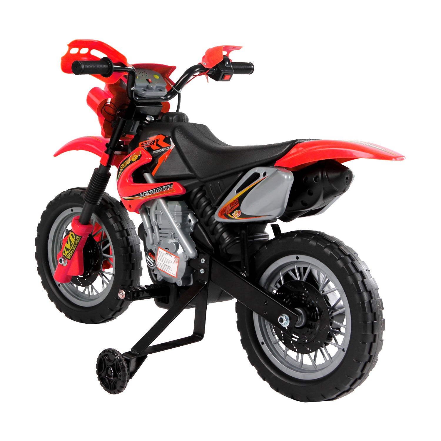 Aosom 6V Kids Motorcycle, Electric Motorcycle with Dirt Bike Style, Street Bike Design Battery Powered Ride On Toy with Training Wheels, Headlight, Music, Ages 5-8, Red