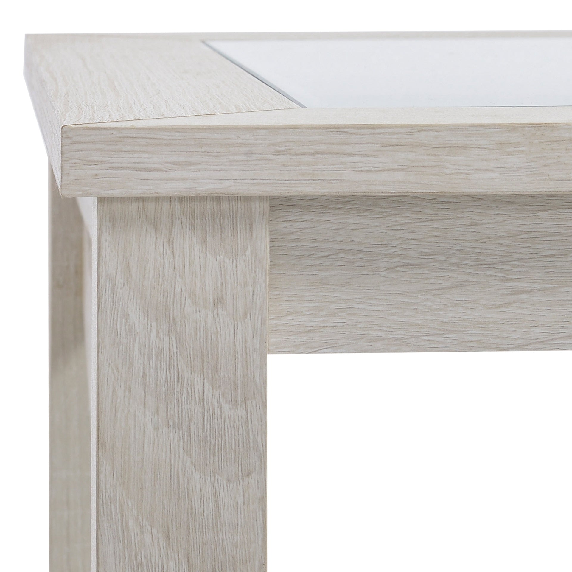 HOMCOM Coffee Table with Tempered Glass Tabletop, Living Room Table with Wood Frame and Underneath Storage Shelf, White Oak
