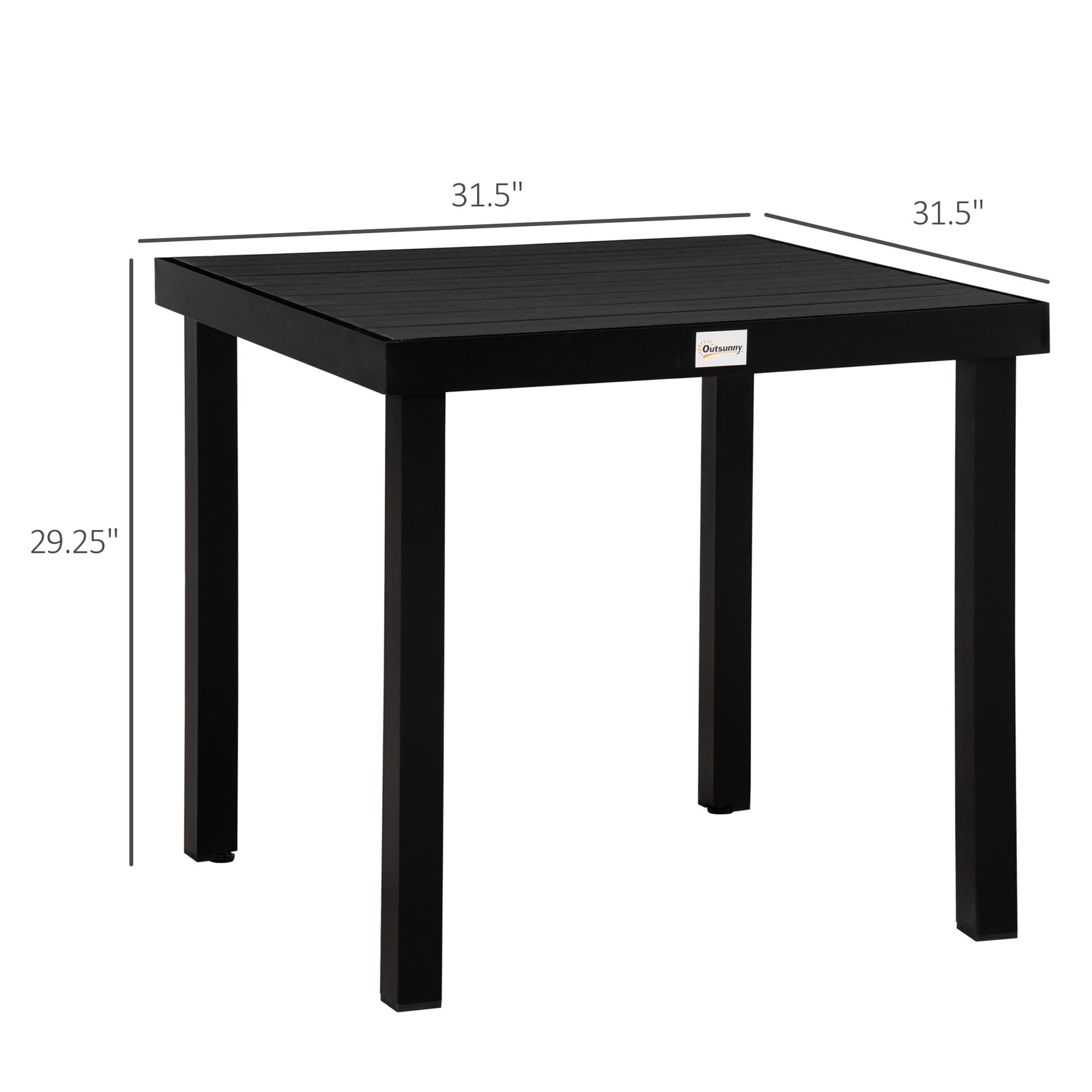 Outsunny Patio Dining Table for 4, Rectangular Aluminum Outdoor Table for Garden Lawn Backyard, Black