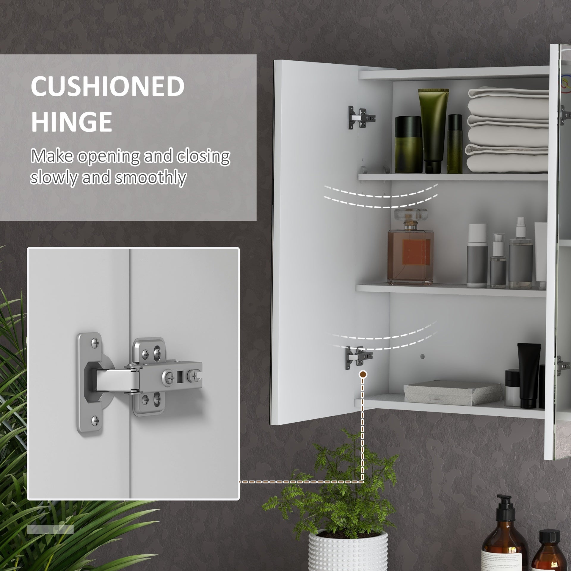 kleankin Bathroom Mirror Cabinet with Light, Bathroom Storage Cupboard with USB Charge, Adjustable Shelf, 35.5"W x 25.5"H, White