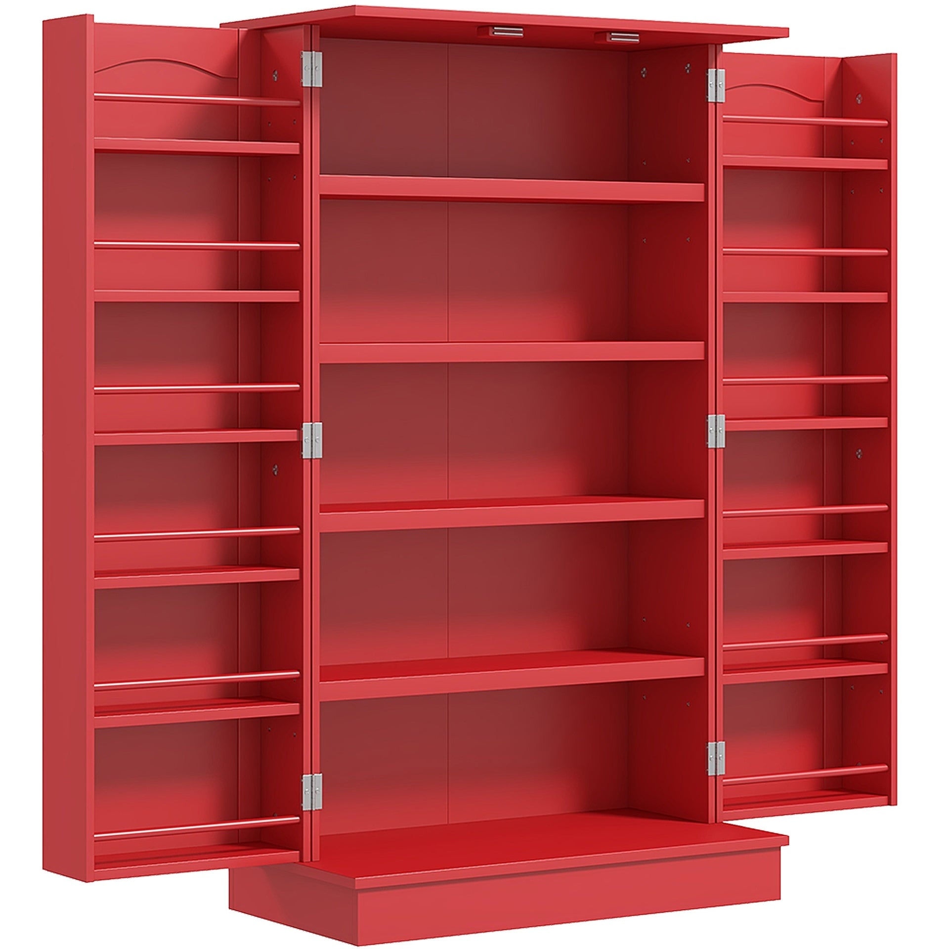 HOMCOM Kitchen Sideboard Cabinet, Large Kitchen Storage Cabinet w/ Double Doors & 5-tier Shelving for Home, Dining Room, Red