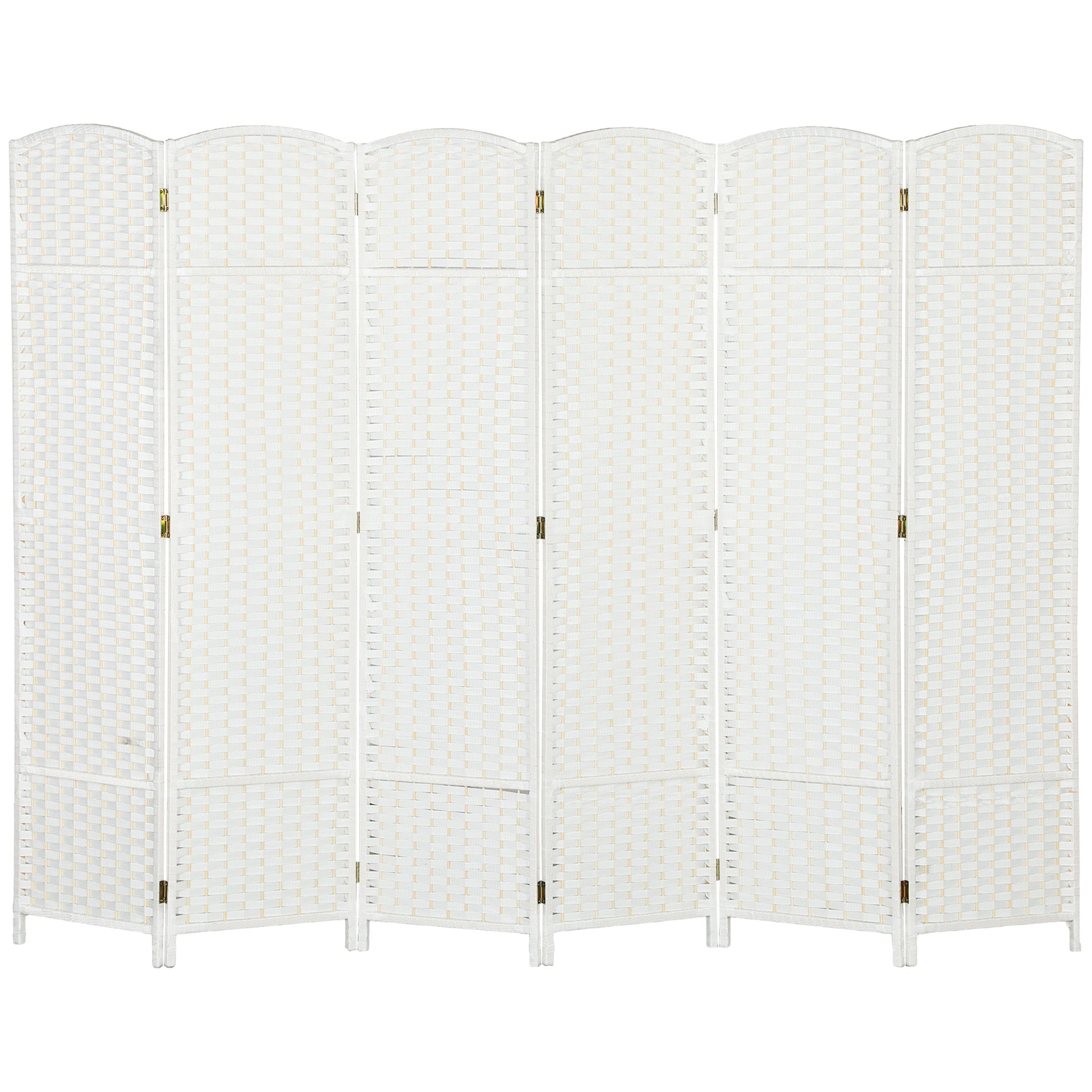 HOMCOM Folding Room Divider Screen 6 Panel 5.6 ' Tall Privacy Screen Freestanding Room Partition for Home Office, White