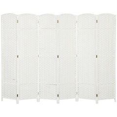 HOMCOM Folding Room Divider Screen 6 Panel 5.6 ' Tall Privacy Screen Freestanding Room Partition for Home Office, White