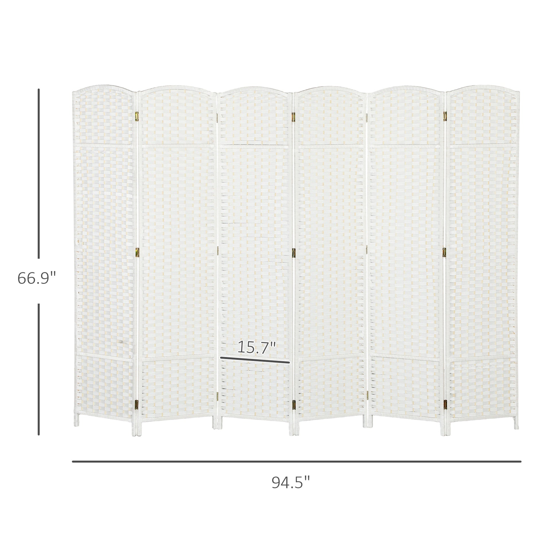 HOMCOM Folding Room Divider Screen 6 Panel 5.6 ' Tall Privacy Screen Freestanding Room Partition for Home Office, White