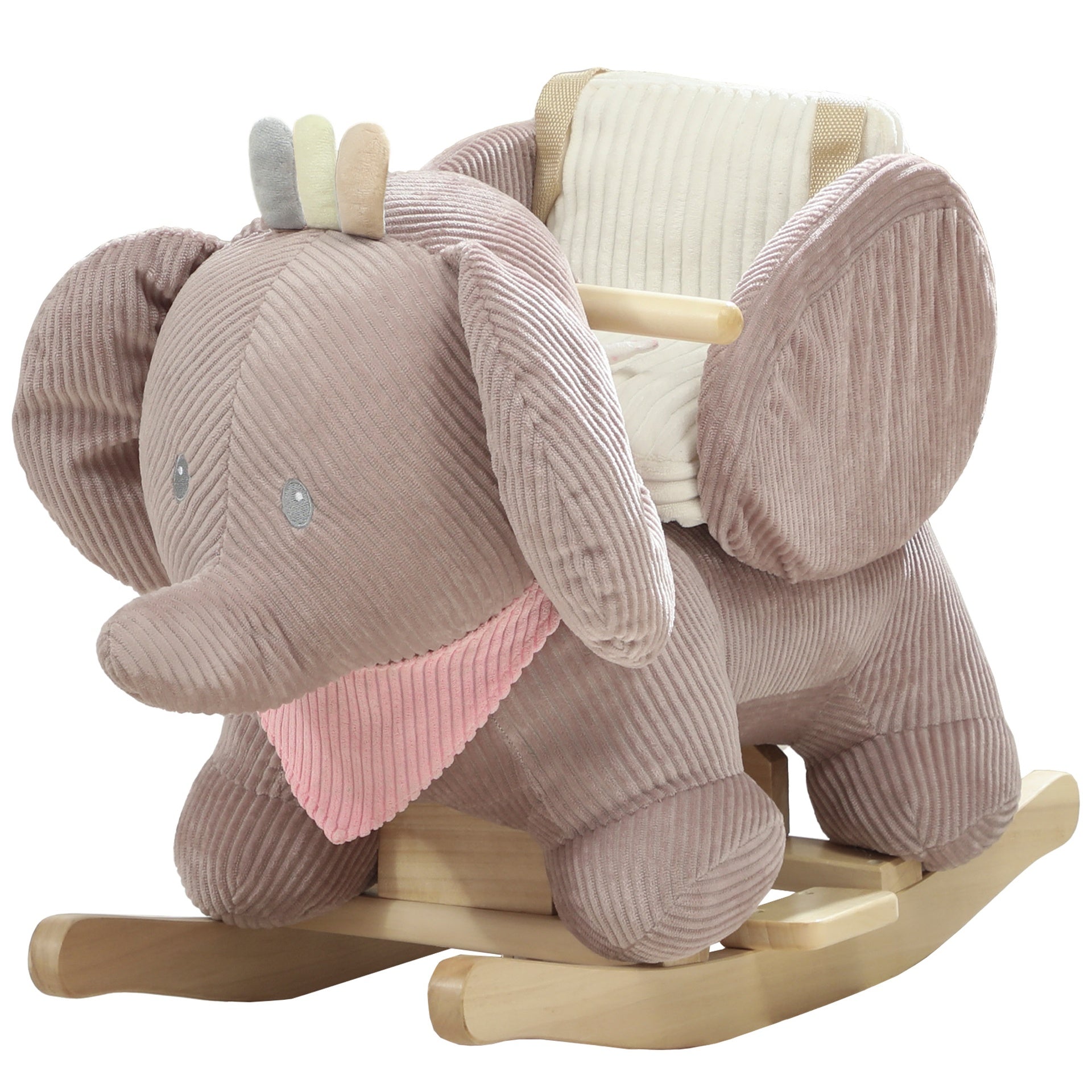 Qaba Baby Rocking Horse with Seat, Kids Ride On Toy with Realistic Elephant Sound and Safety Belt for 18 to 36 Months, Pink