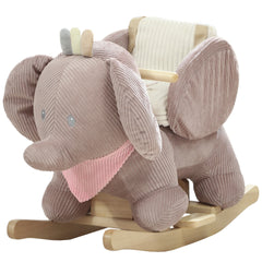 Qaba Baby Rocking Horse with Seat, Kids Ride On Toy with Realistic Elephant Sound and Safety Belt for 18 to 36 Months, Pink
