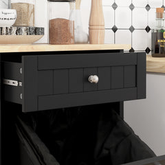 HOMCOM 10 Gallon Tilt Out Trash Cabinet, Wooden Hidden Trash Can with Storage Drawer for Kitchen, Laundry Hamper Cabinet for Bathroom, Black