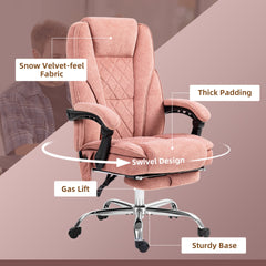 Vinsetto Massage Office Chair, Heated Reclining Computer Chair with Adjustable Height and Footrest, Pink
