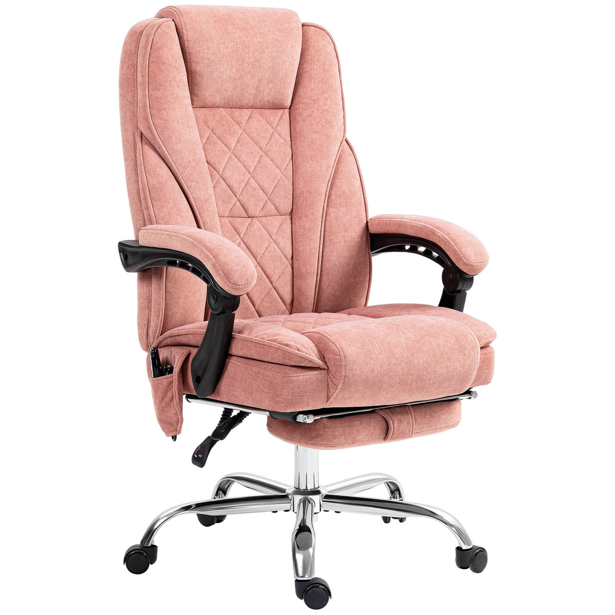 Vinsetto Massage Office Chair, Heated Reclining Computer Chair with Adjustable Height and Footrest, Pink